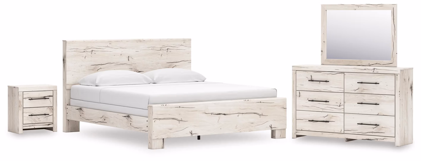 Lawroy King Panel Bed, Dresser, Mirror and Nightstand