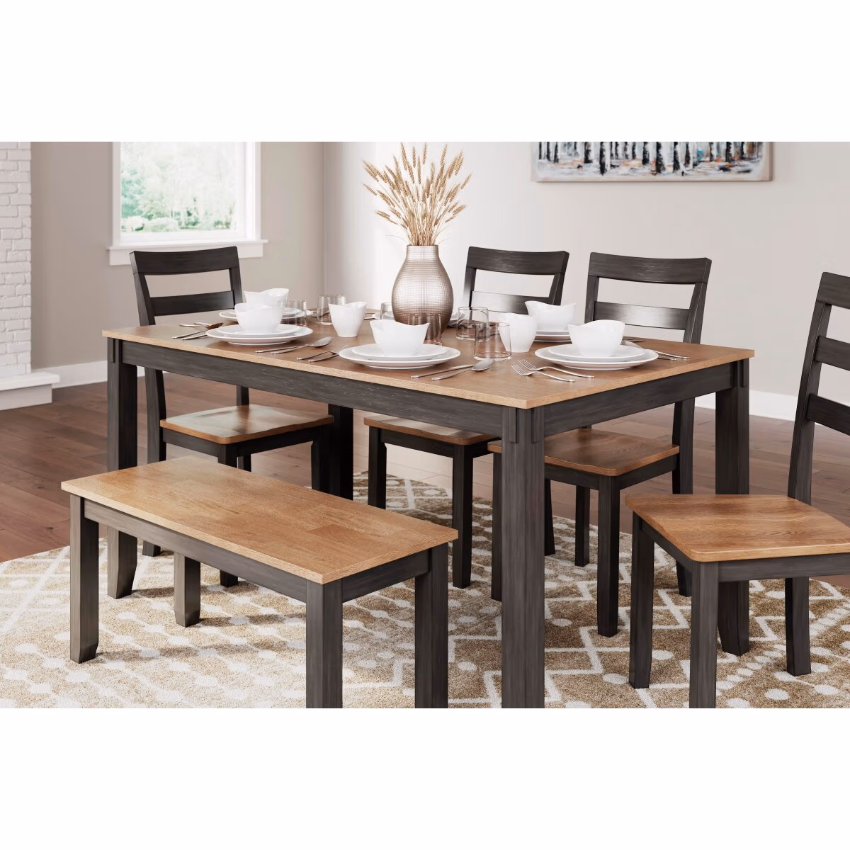 Gesthaven Dining Table with 4 Chairs and Bench (Set of 6) - Image 6