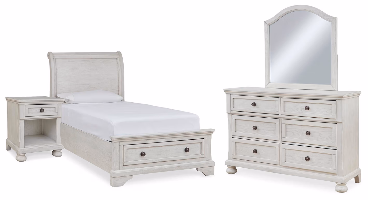 4709b2f1bb5b1ea874608af5d0ae9492 Robbinsdale Twin Storage Bed, Dresser, Mirror and Nightstand - Image 1