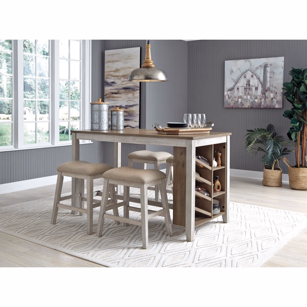 Skempton Counter Height Dining Table and 4 Barstools - Image 2