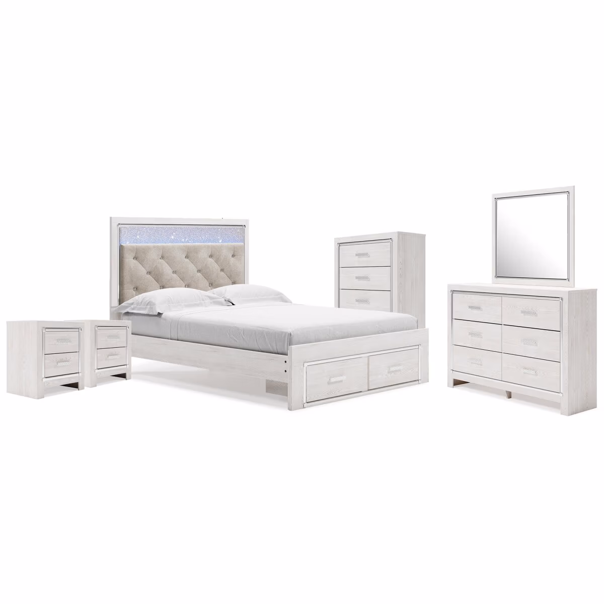 Altyra Queen Storage Bed, Dresser Mirror, Chest and 2 Nightstands - Image 2