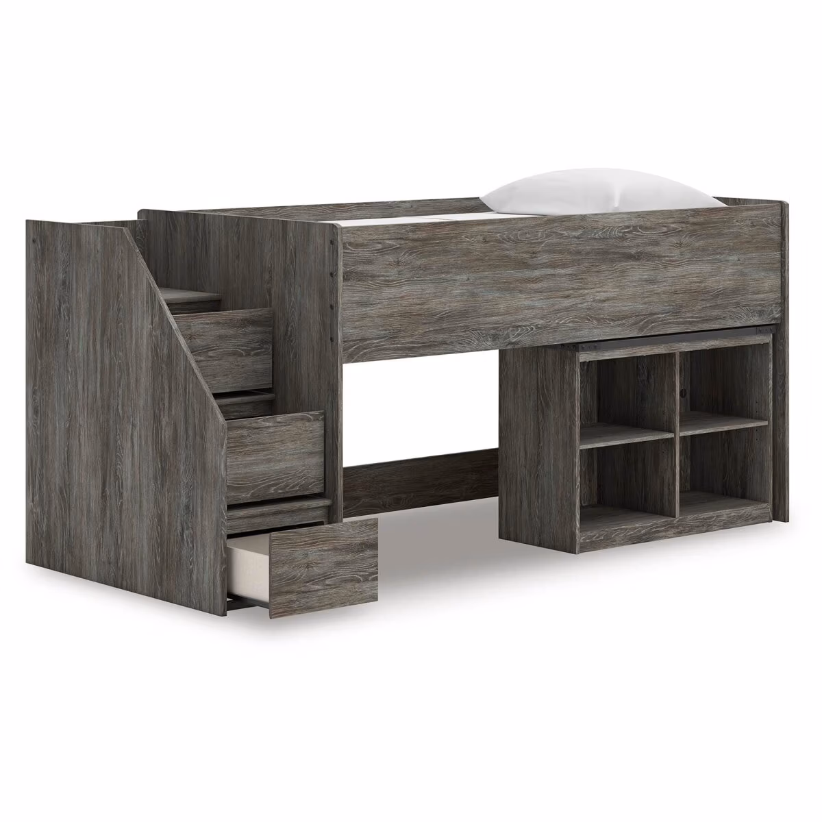 Frandern Twin Loft Bed with Bookcase Storage - Image 4