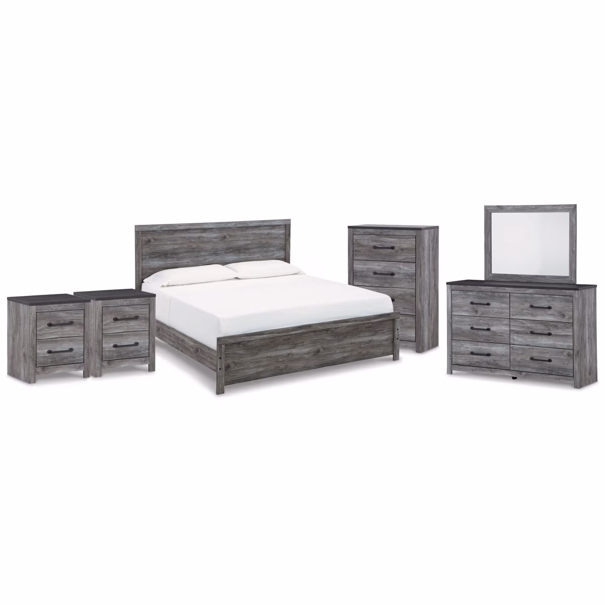 Bronyan King Panel Bed, Dresser, Mirror, Chest and 2 Nightstands - Image 2
