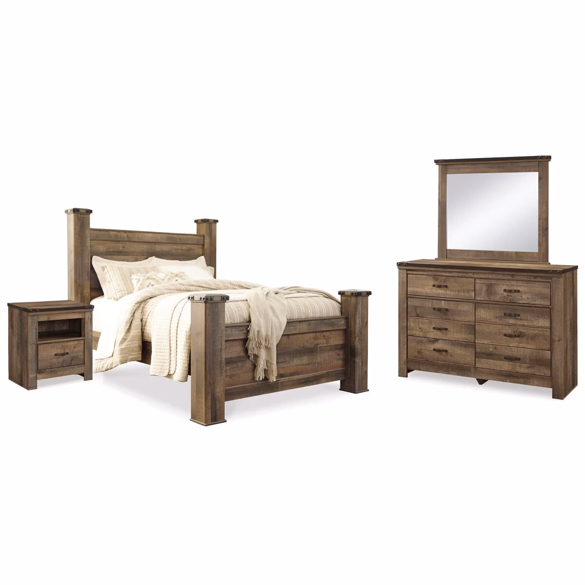 Trinell Queen Poster Bed, Dresser, Mirror and Nightstand - Image 2