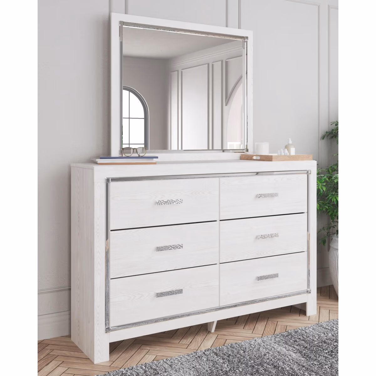 Altyra Queen Upholstered Panel Bed, Dresser, Mirror, Chest and Nightstand - Image 28