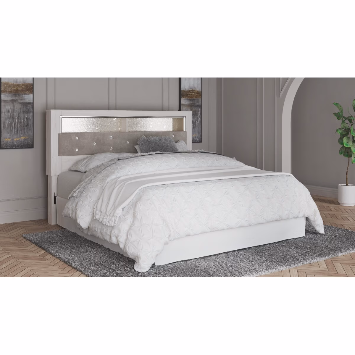 Altyra King Upholstered Panel Bookcase Headboard - Image 3