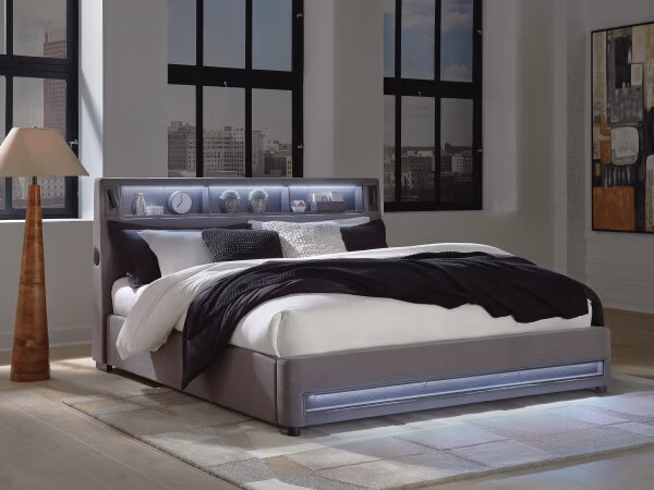 Finigale King Upholstered Bed with Wireless Audio - Image 11