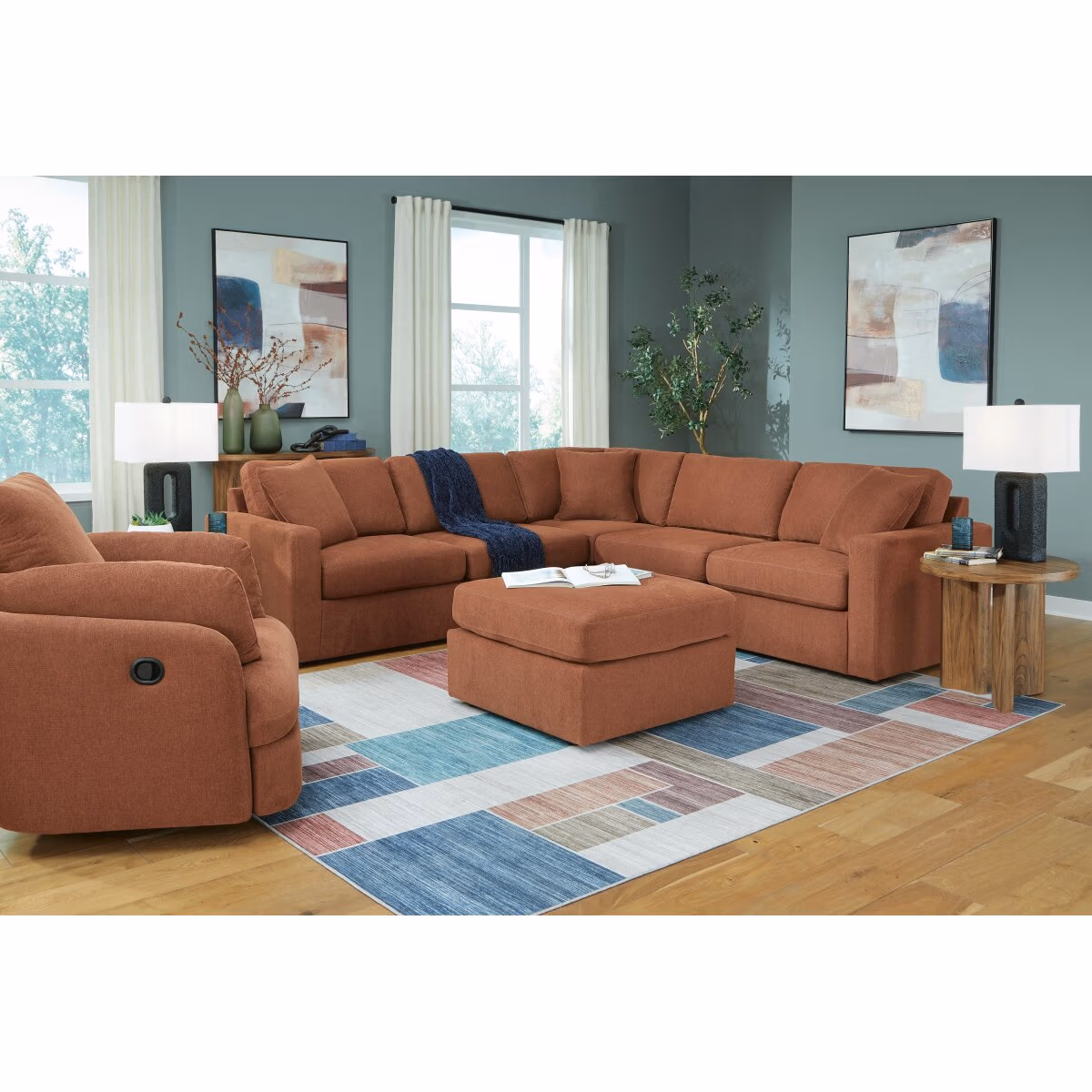 Modmax 5-Piece Sectional and Swivel Glider Recliner - Image 23