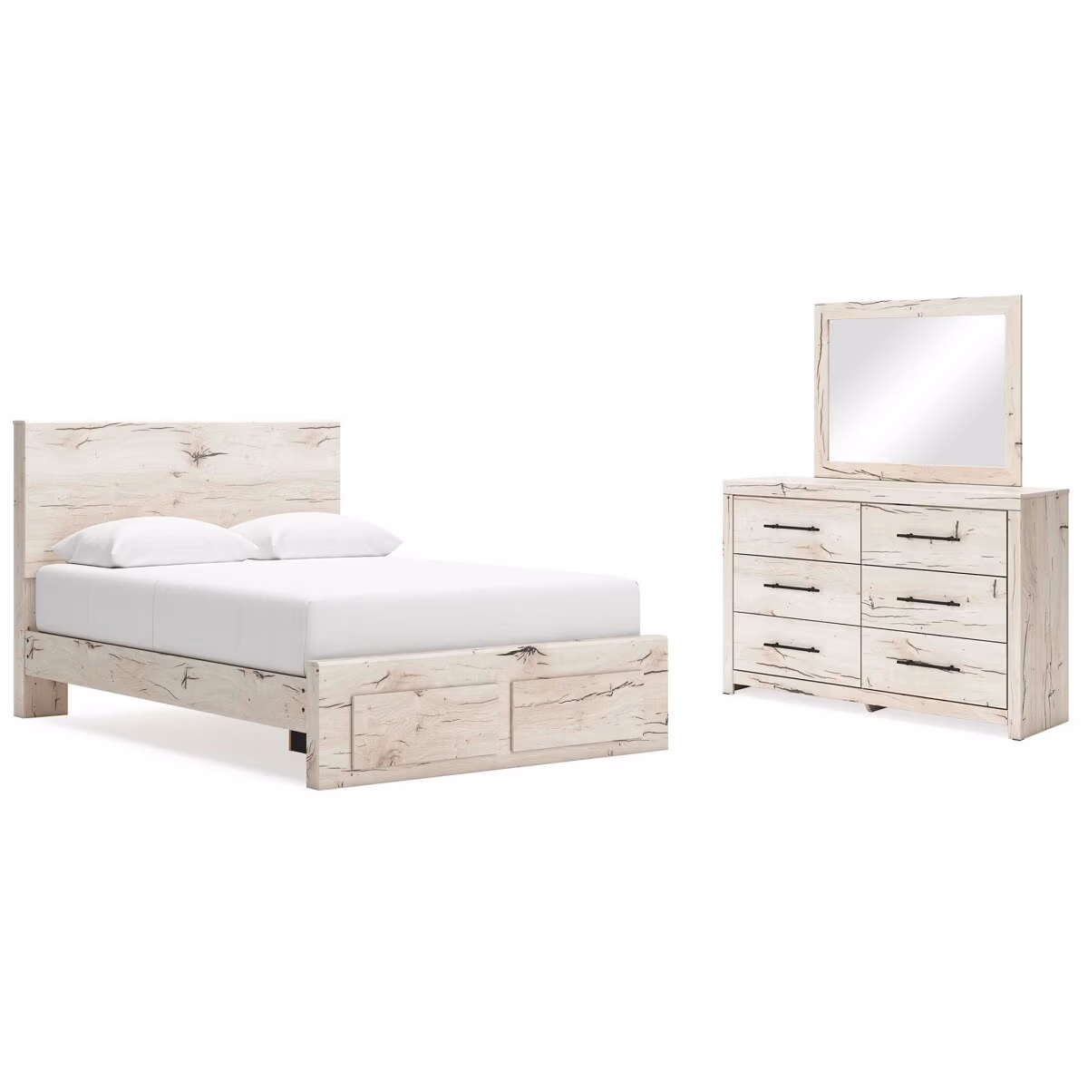 Lawroy Queen Panel Storage Bed, Dresser and Mirror - Image 2