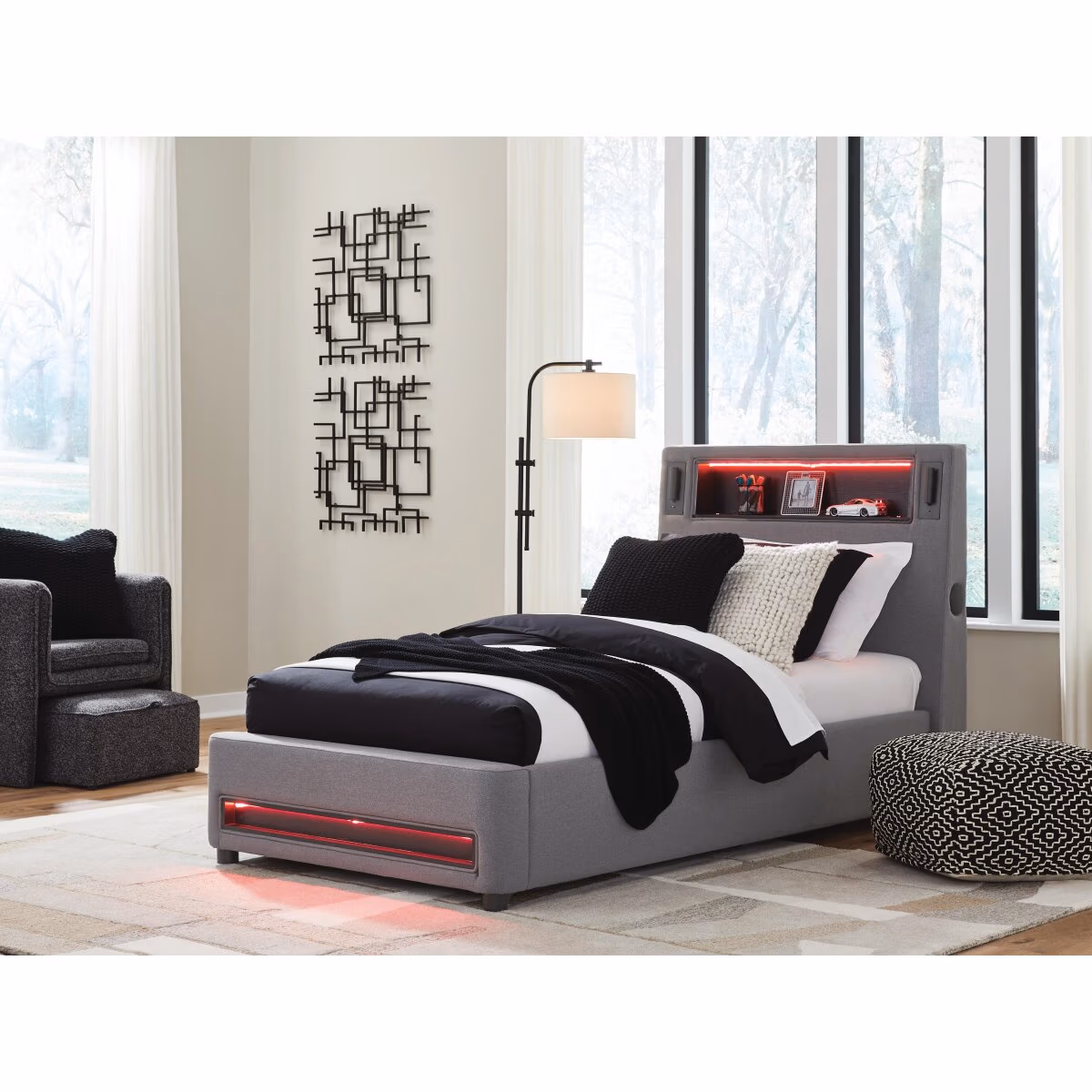 Finigale Twin Upholstered Bed with Wireless Audio - Image 8