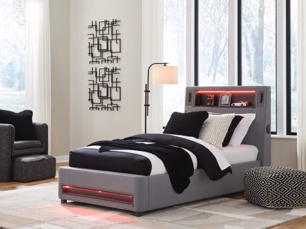 Finigale Twin Upholstered Bed with Wireless Audio - Image 8