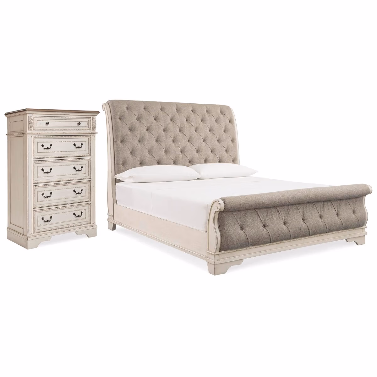 Realyn Queen Upholstered Sleigh Bed and Chest - Image 2