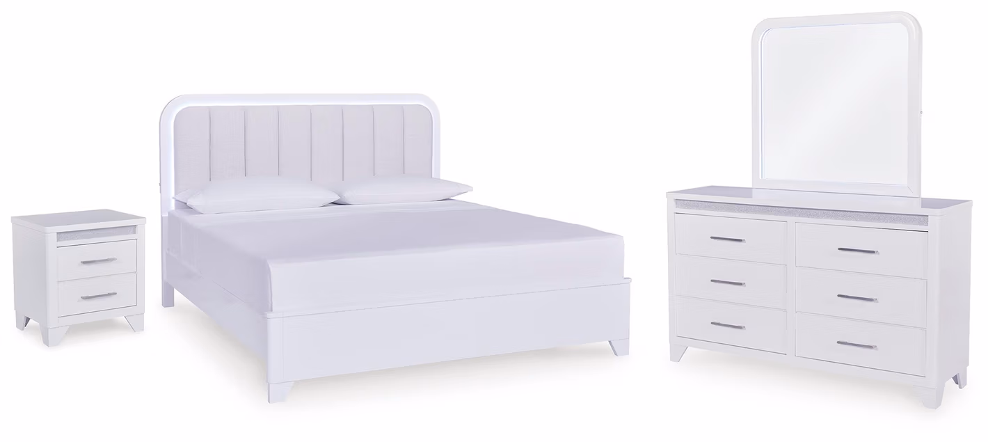 Jarlee King Panel Bed, Dresser, Mirror and Nightstand