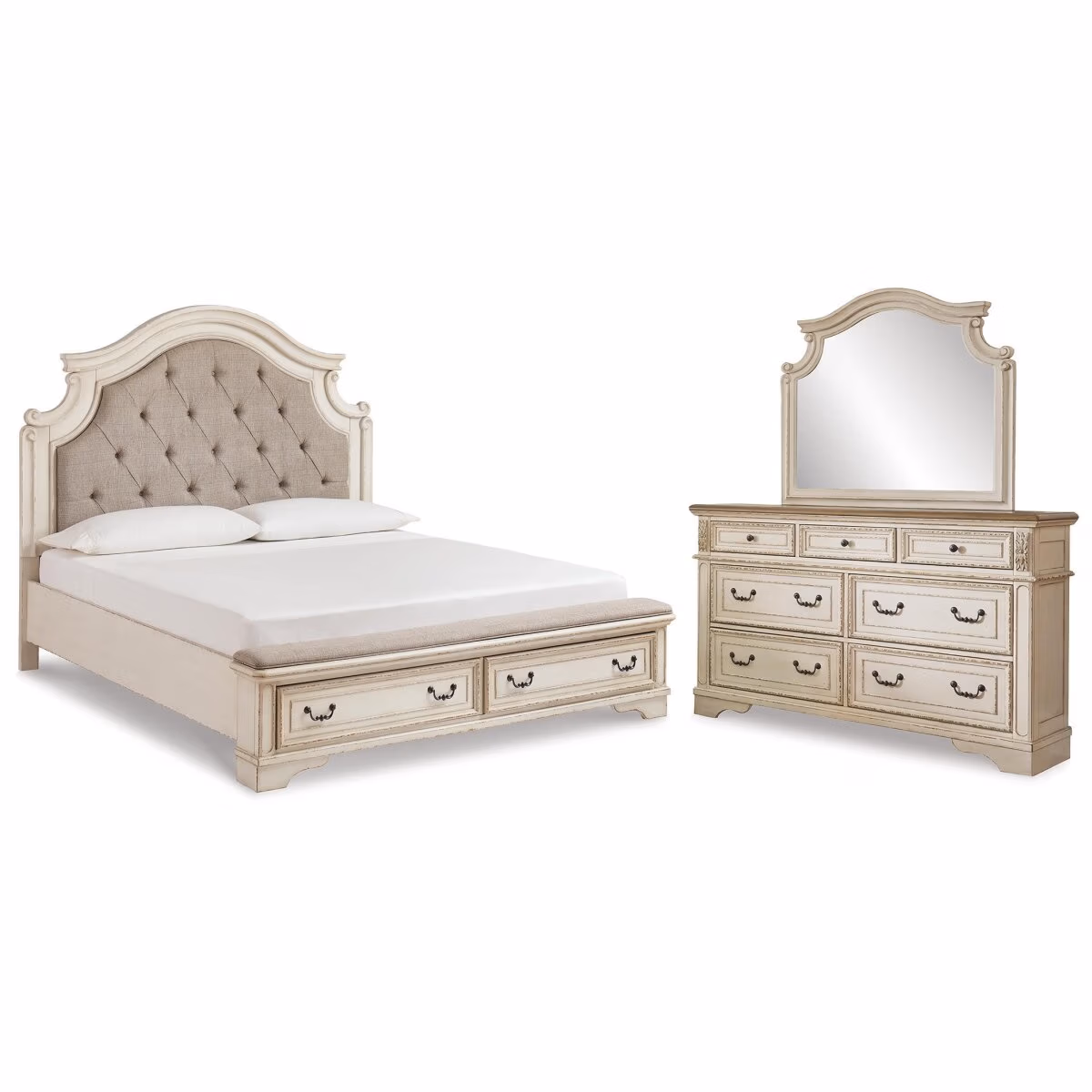 Realyn King Upholstered Bed with Dresser and Mirror - Image 2
