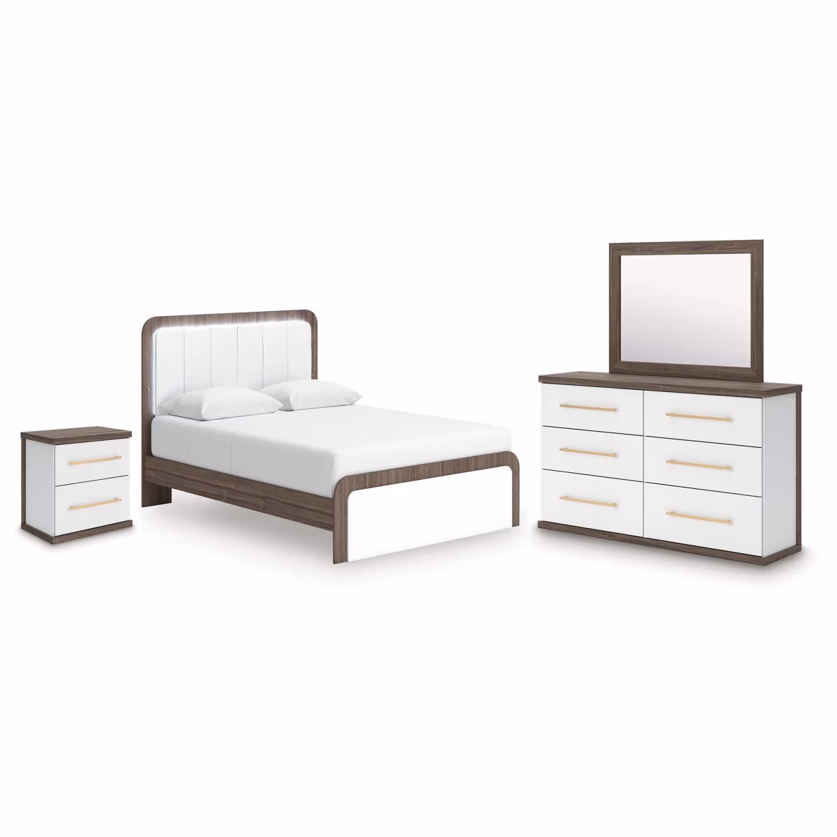 Kendanport Queen Upholstered Bed, Dresser, Mirror and Nightstand - Image 2