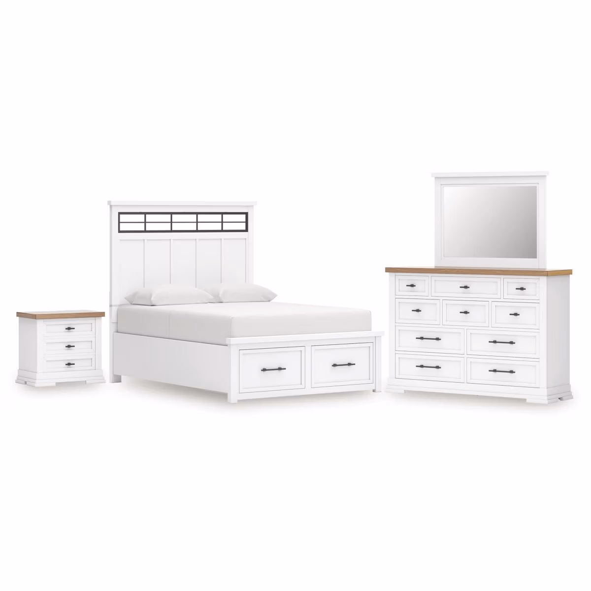 Ashbryn King Panel Storage Bed, Dresser, Mirror and Nightstand - Image 2