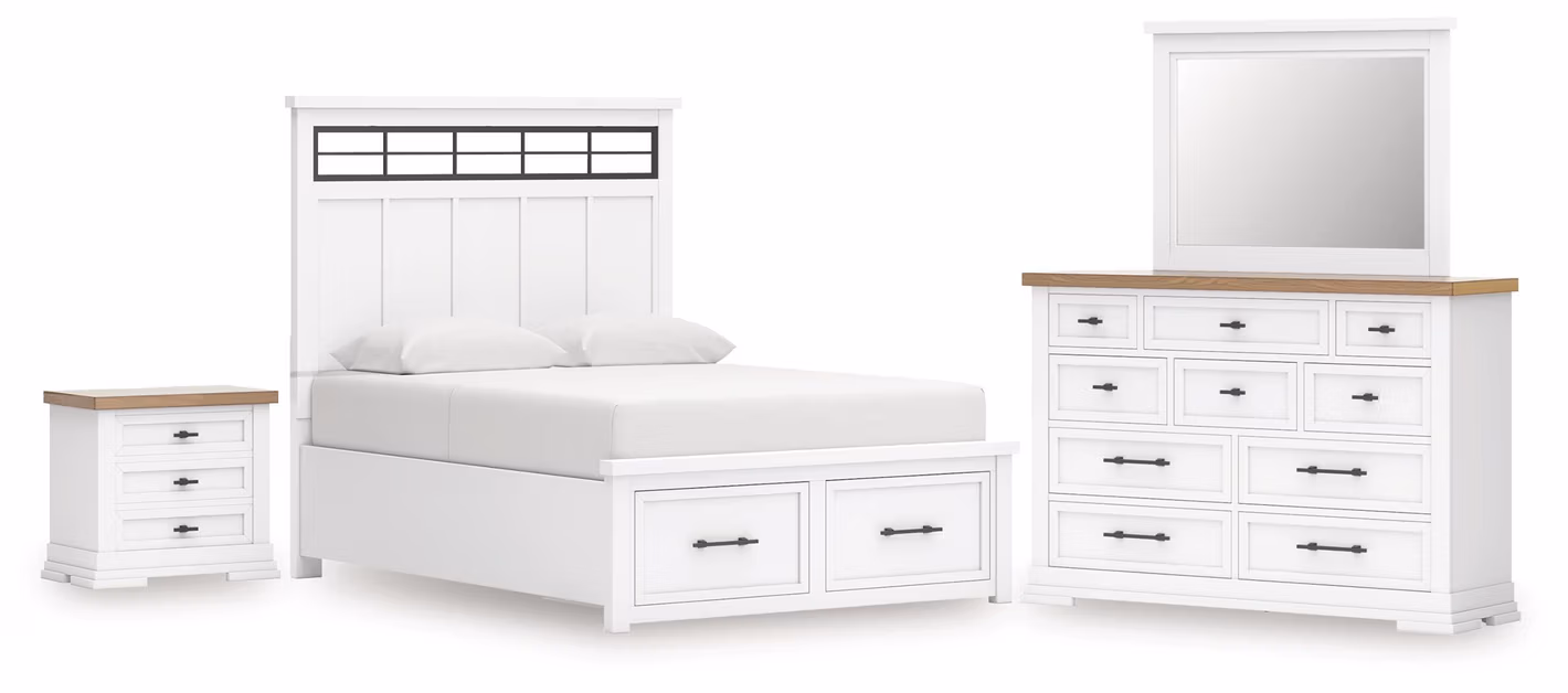 59bdb5b163d2c3a5811e7085a7c96a23 Ashbryn King Panel Storage Bed, Dresser, Mirror and Nightstand - Image 1