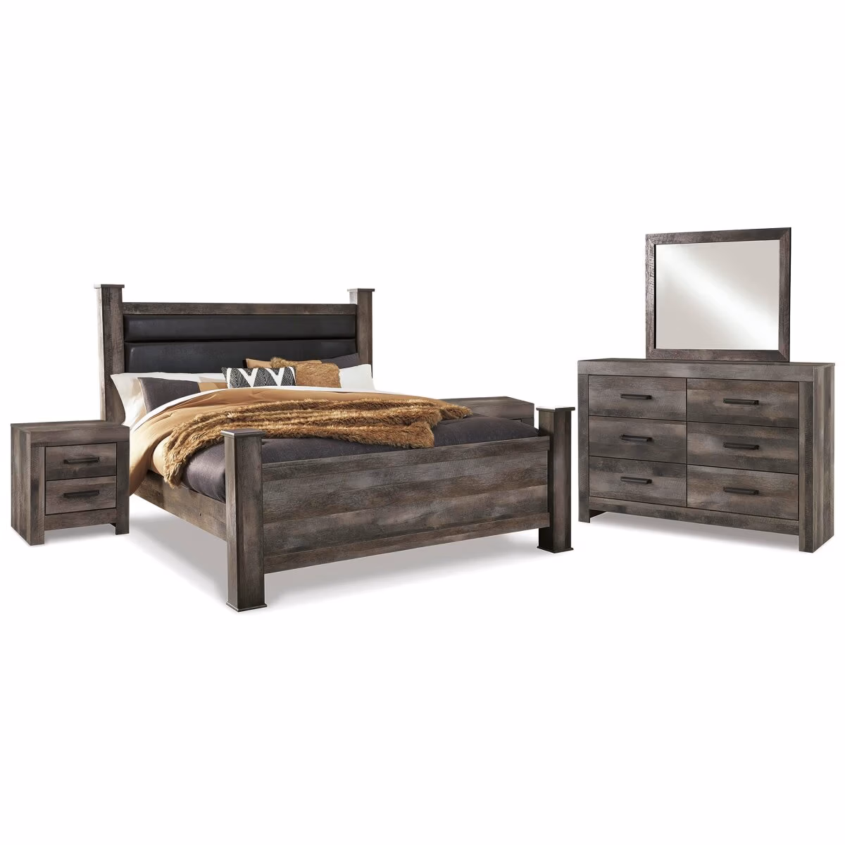 Wynnlow King Poster Bed, Dresser, Mirror and 2 Nightstands - Image 2