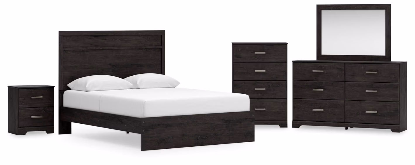 Belachime Queen Panel Bed, Dresser, Mirror, Chest and Nightstand