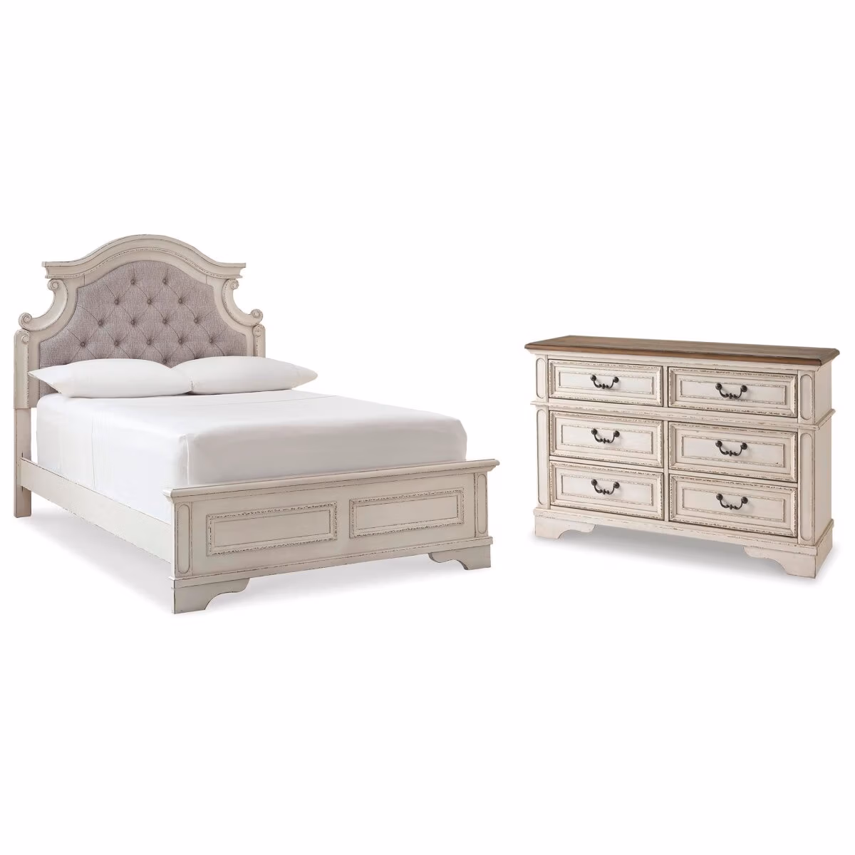 Realyn Full Upholstered Panel Bed with Dresser - Image 2