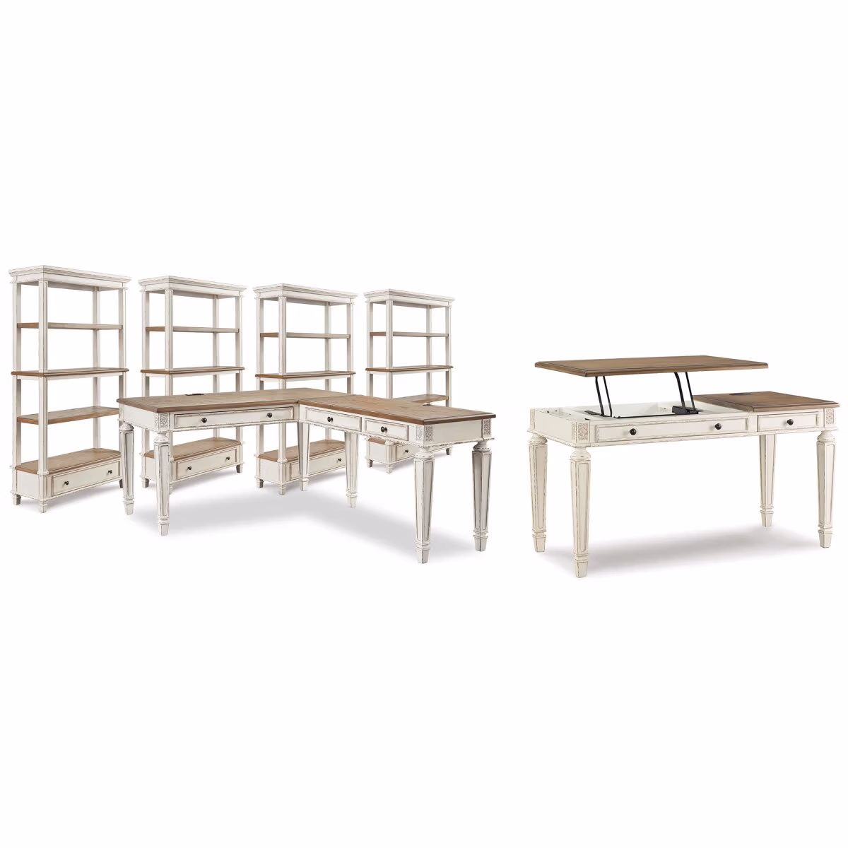 Realyn Lift-top Desk, L-shaped Desk and 4 Bookcases - Image 2