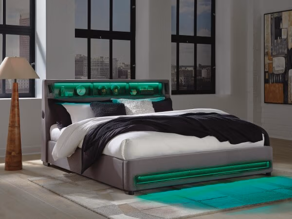 Finigale King Upholstered Bed with Wireless Audio - Image 13