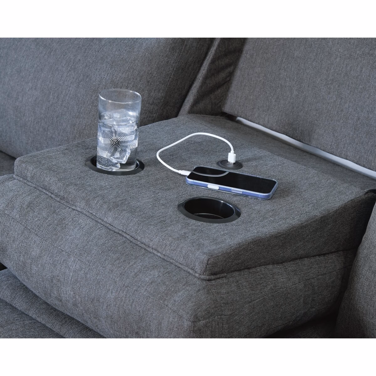 Side-Swipe Reclining Sofa with Drop Down Table - Image 9
