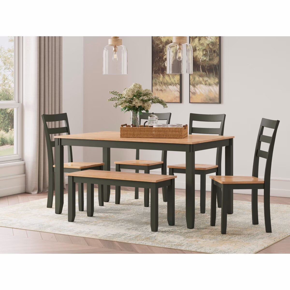 Gesthaven Dining Table with 4 Chairs and Bench (Set of 6) - Image 3