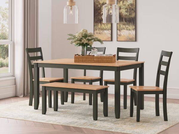 Gesthaven Dining Table with 4 Chairs and Bench (Set of 6) - Image 3