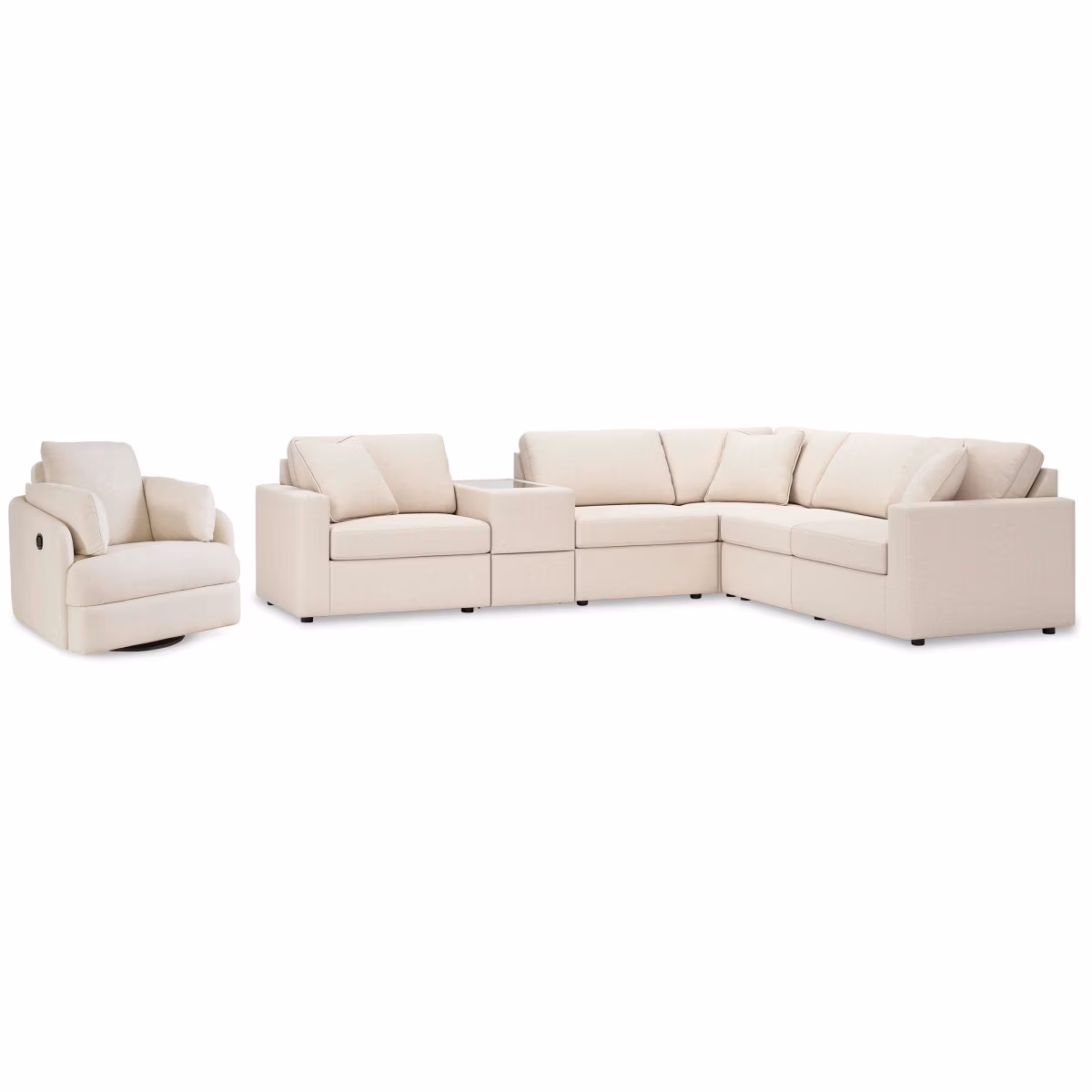 Modmax 6-Piece Sectional and Swivel Glider Recliner - Image 2