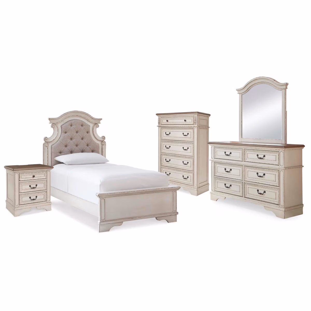 Realyn Twin Panel Bed, Dresser, Mirror, Chest and Nightstand - Image 2