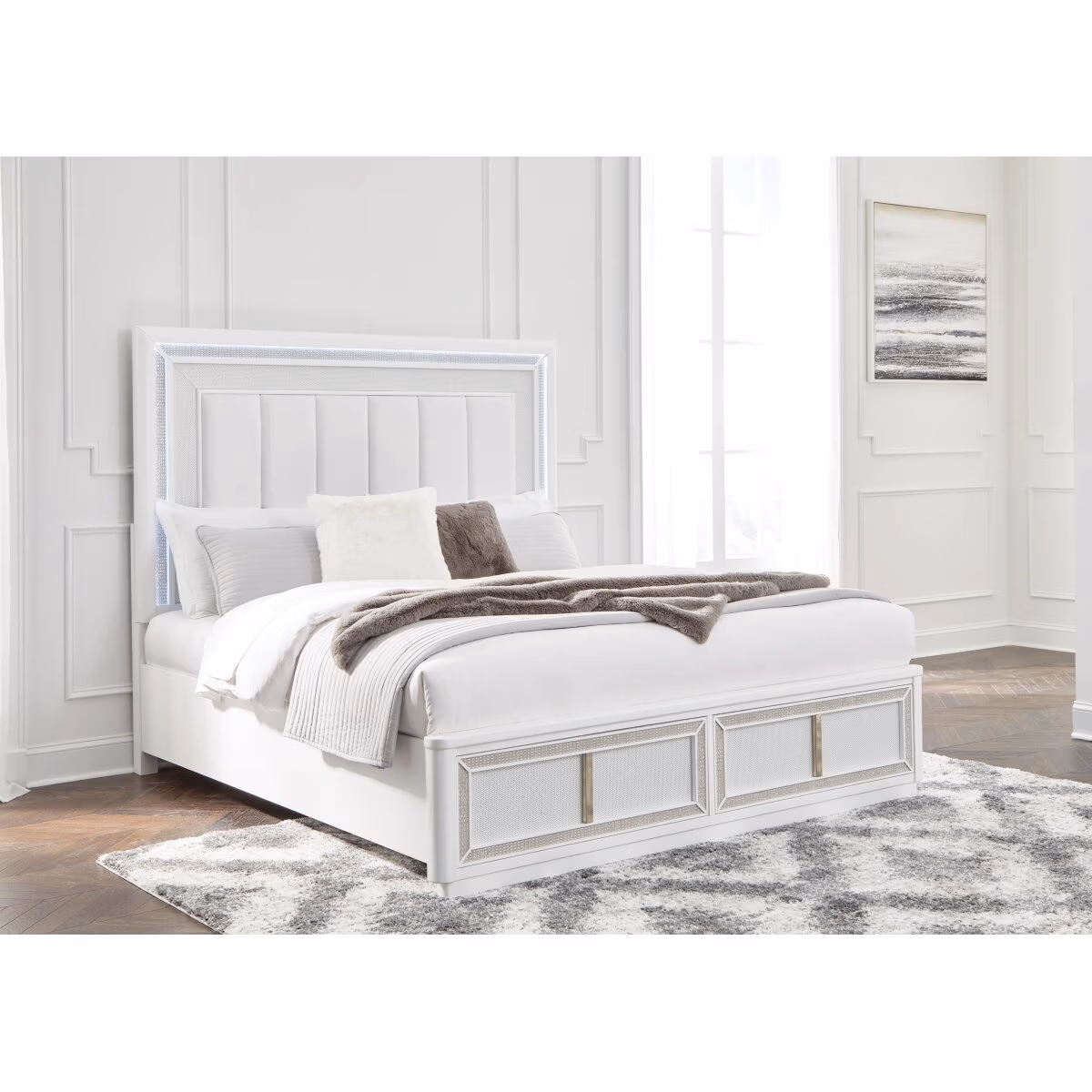 Chalanna Queen Upholstered Storage Bed, Dresser and Mirror - Image 16