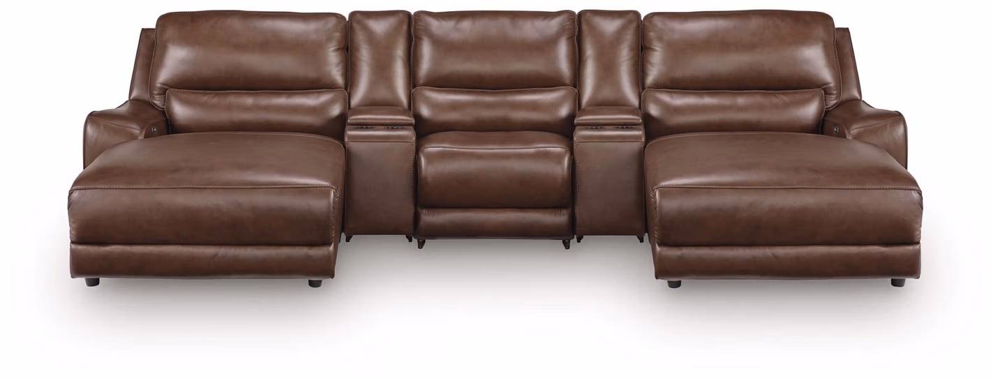 DeepWakes 5-Piece Reclining Sectional with Double Chaise and Storage Consoles