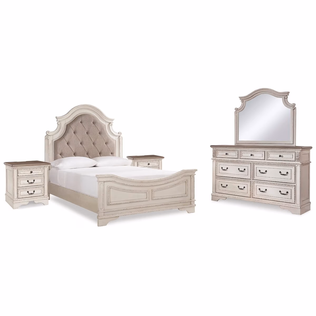 Realyn Queen Upholstered Panel Bed, Dresser, Mirror and 2 Nightstands - Image 2