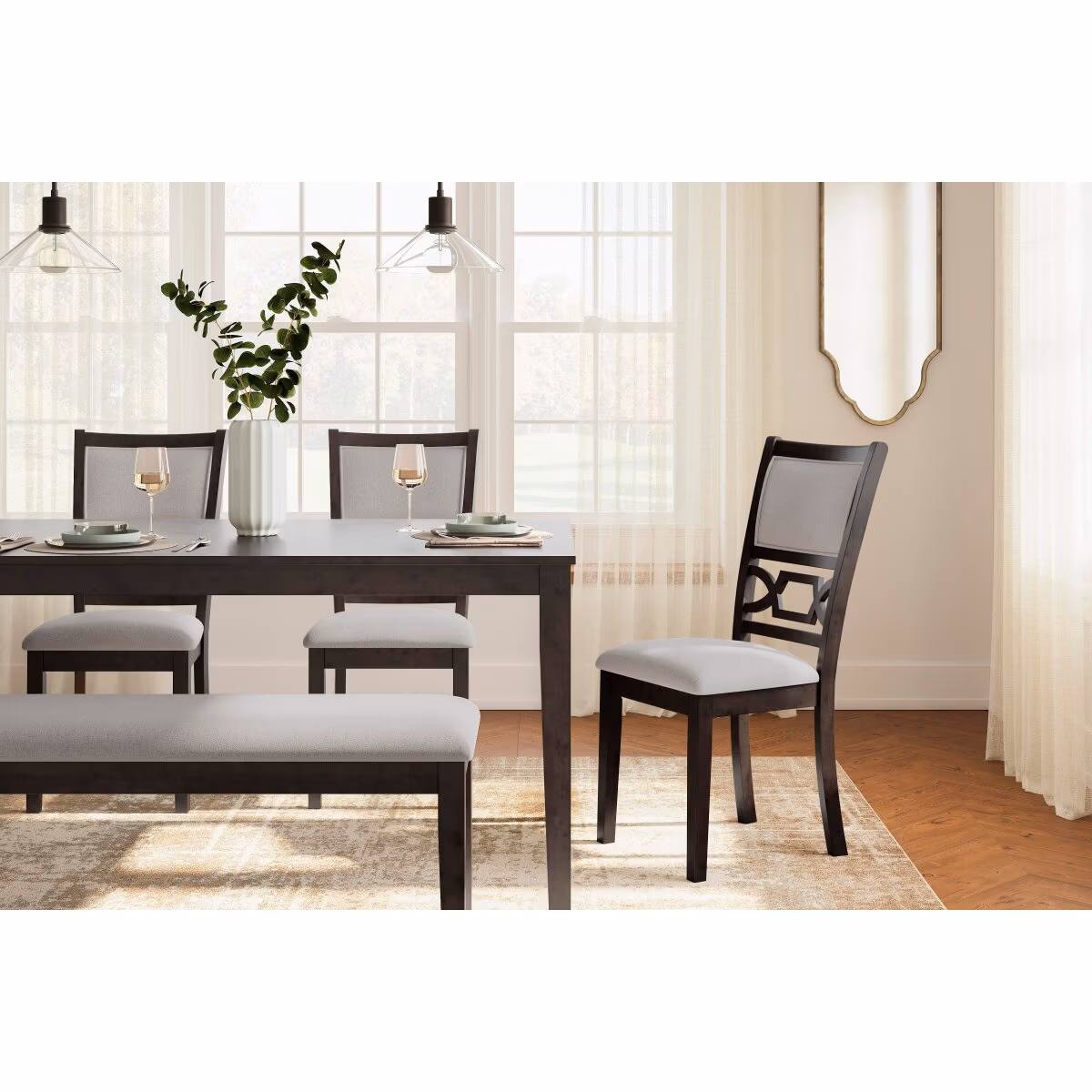 Langwest Dining Table and 4 Chairs and Bench (Set of 6) - Image 6