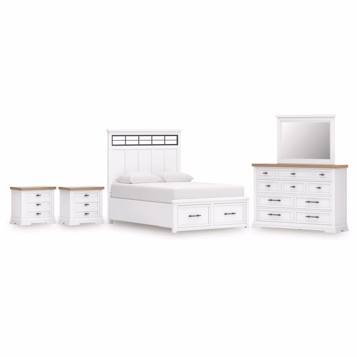 Ashbryn King Panel Bed, Dresser, Mirror and 2 Nightstands - Image 2