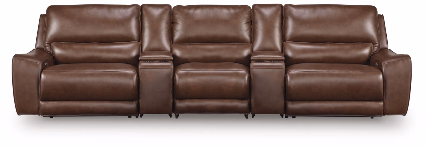 74c63a679405d0f8319f20175ddc27a7 DeepWakes 5-Piece Reclining Sectional with Storage Consoles - Image 1
