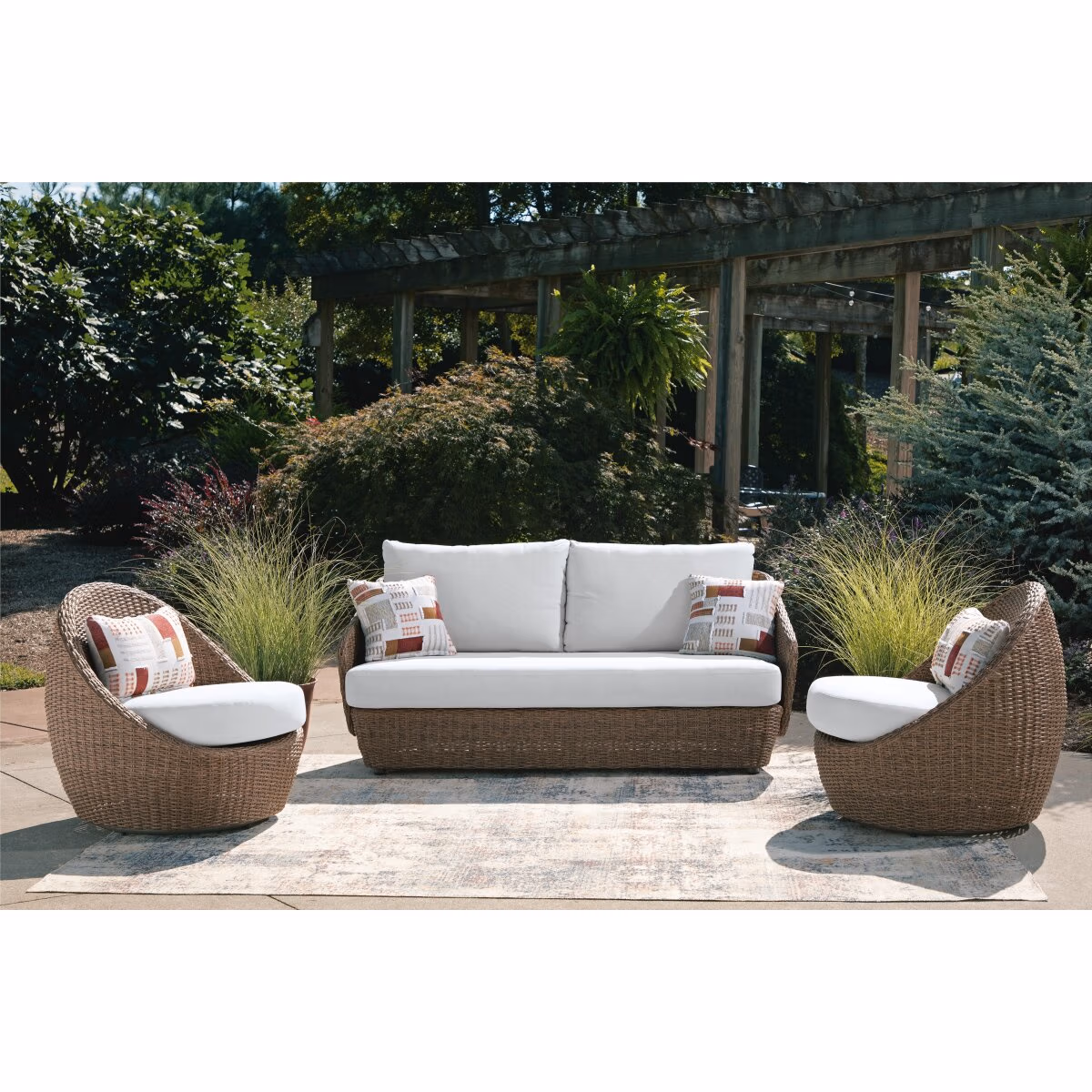 Double Point Outdoor Loveseat/2 Swivel Chairs (Set of 3) - Image 3