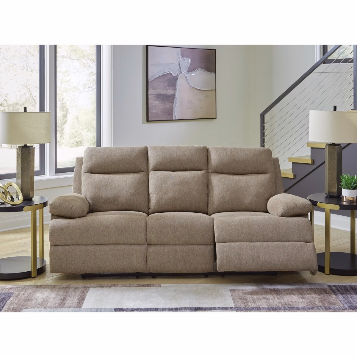 Side-Swipe Reclining Sofa with Drop Down Table - Image 3