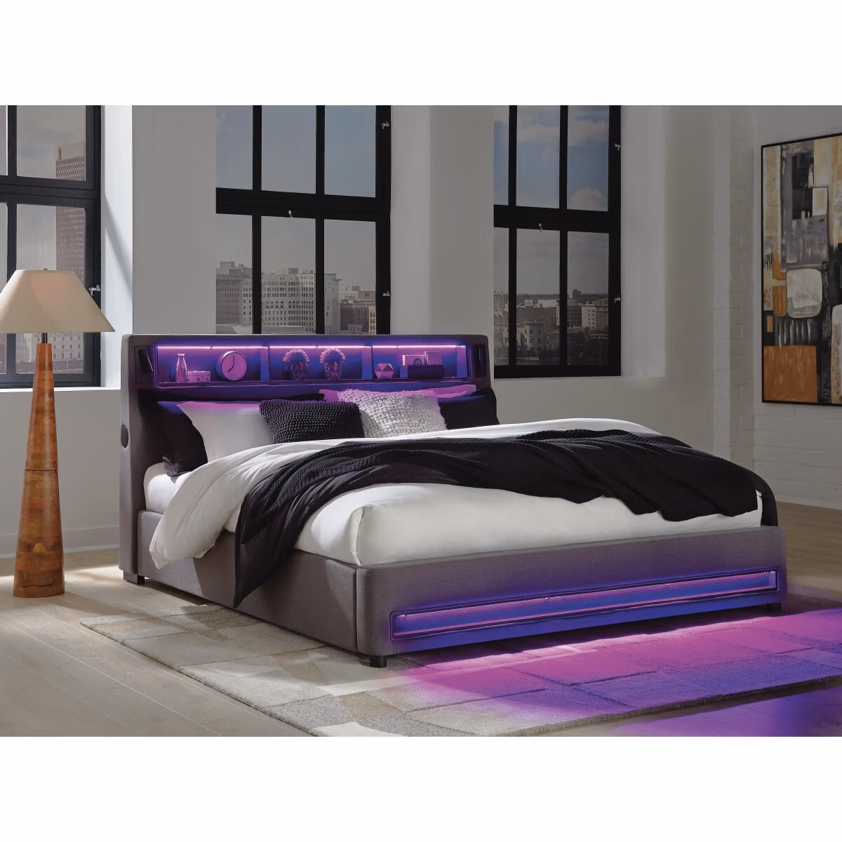 Finigale King Upholstered Bed with Wireless Audio - Image 14