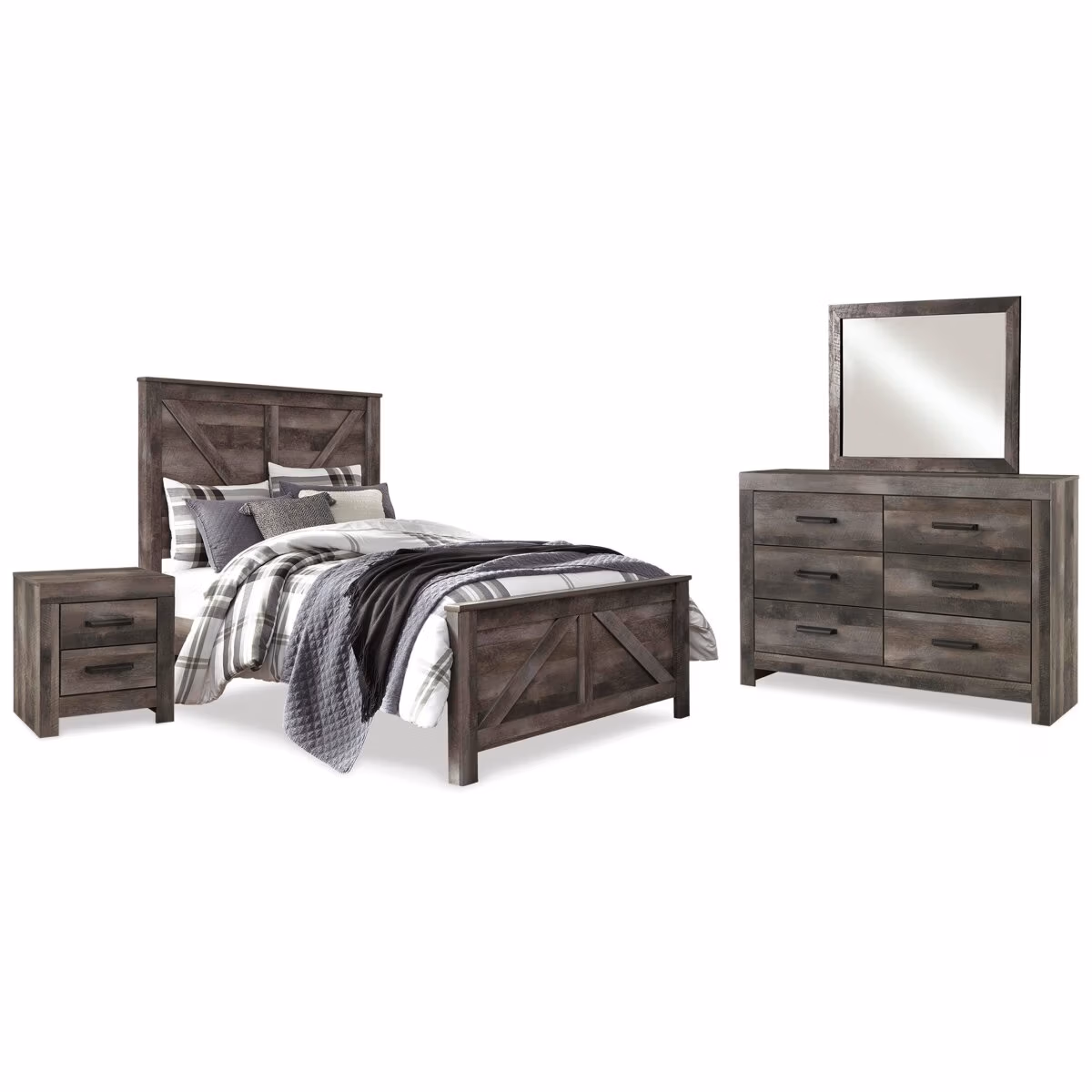 Wynnlow Queen Crossbuck Panel Bed, Dresser, Mirror, and Nightstand - Image 2
