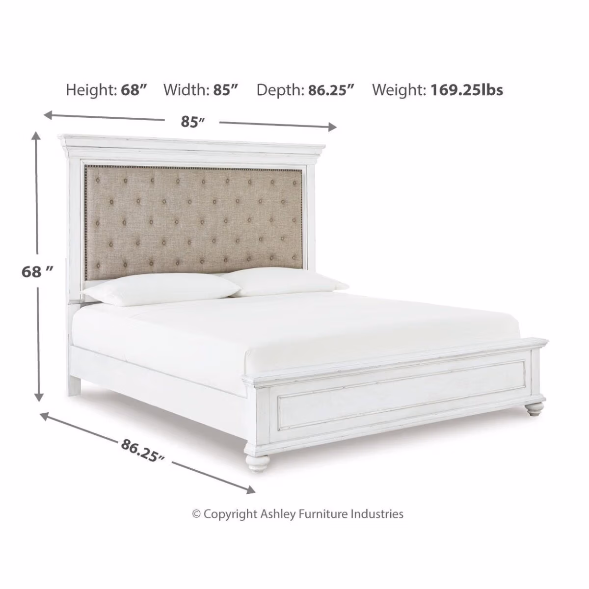 Kanwyn Cal King Upholstered Panel Bed, Dresser, Mirror and Chest - Image 12