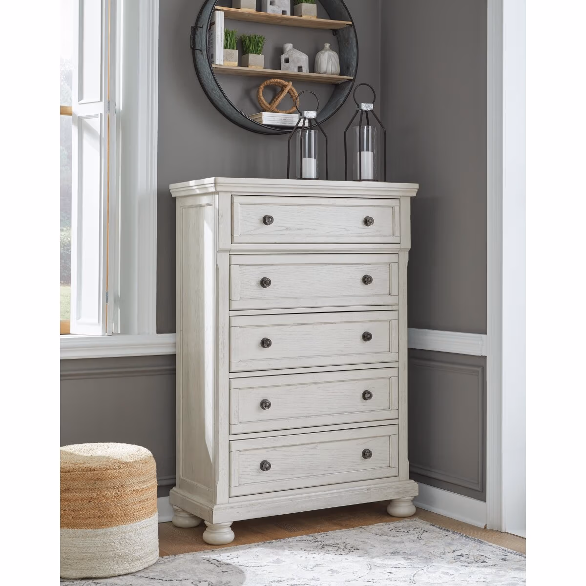Robbinsdale King Panel Bed, Dresser, Mirror, Chest and 2 Nightstands - Image 17