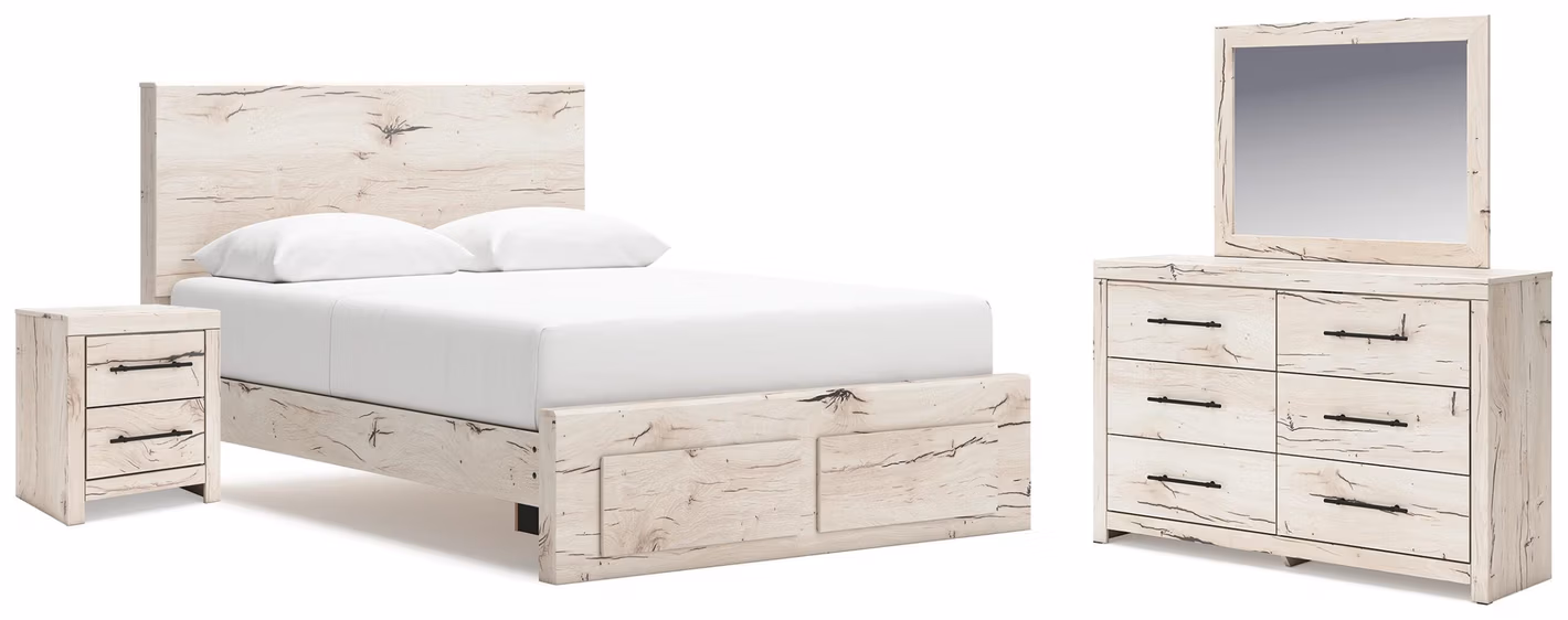 Lawroy Queen Storage Bed, Dresser, Mirror, Nightstand