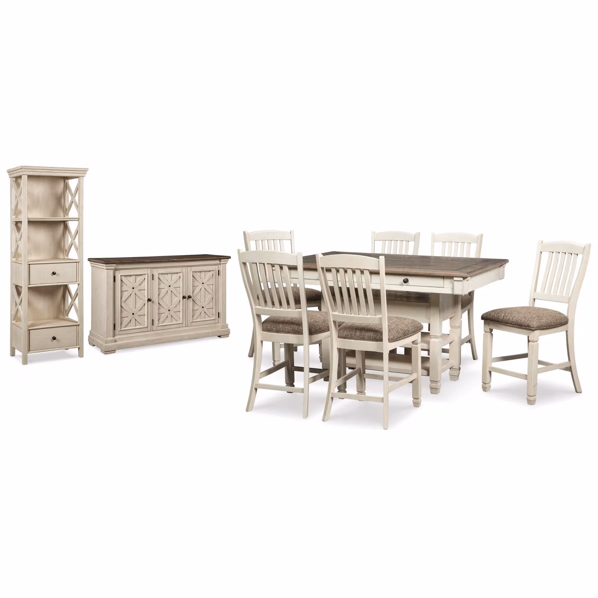 Bolanburg Counter Height Table with 6 Barstools, Server and Display Cabinet - Image 2