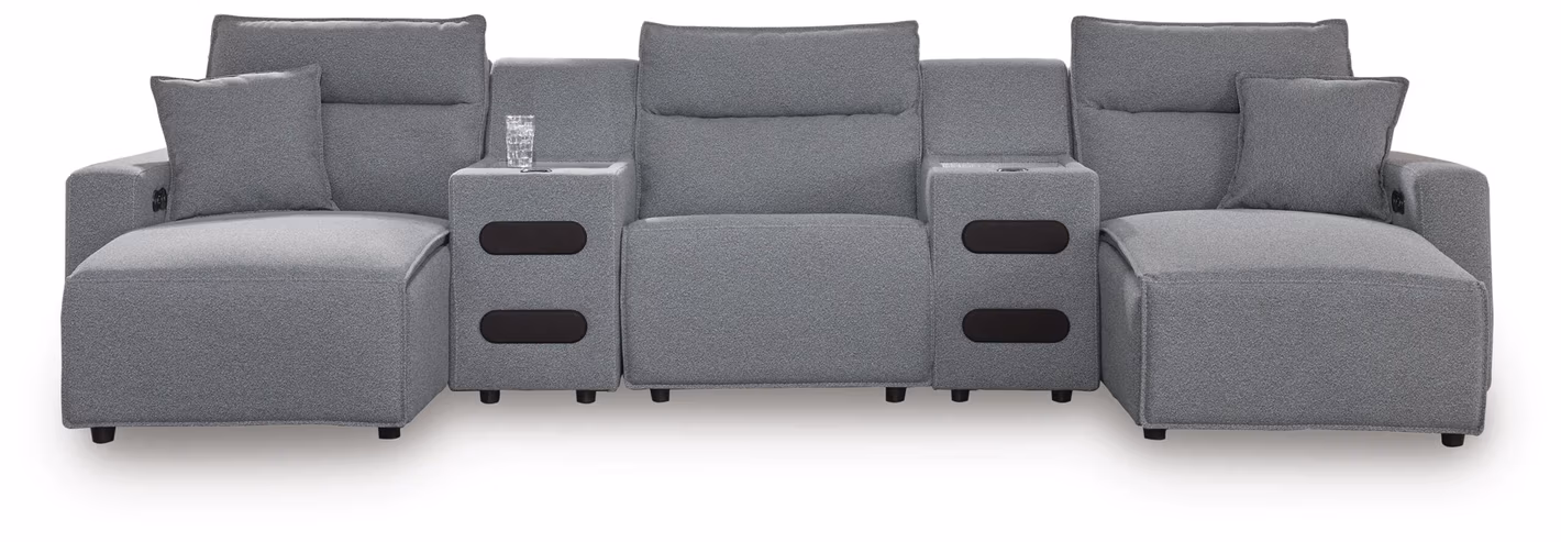 Modmax II 5-Piece Reclining Sectional with Double Chaise and Audio Consoles