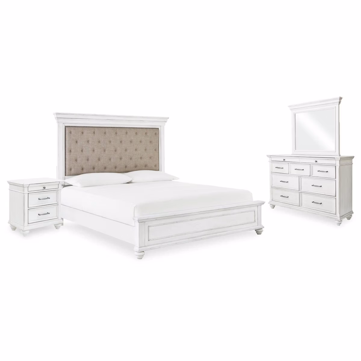 Kanwyn Queen Upholstered Panel Bed, Dresser, Mirror, and Nightstand - Image 2