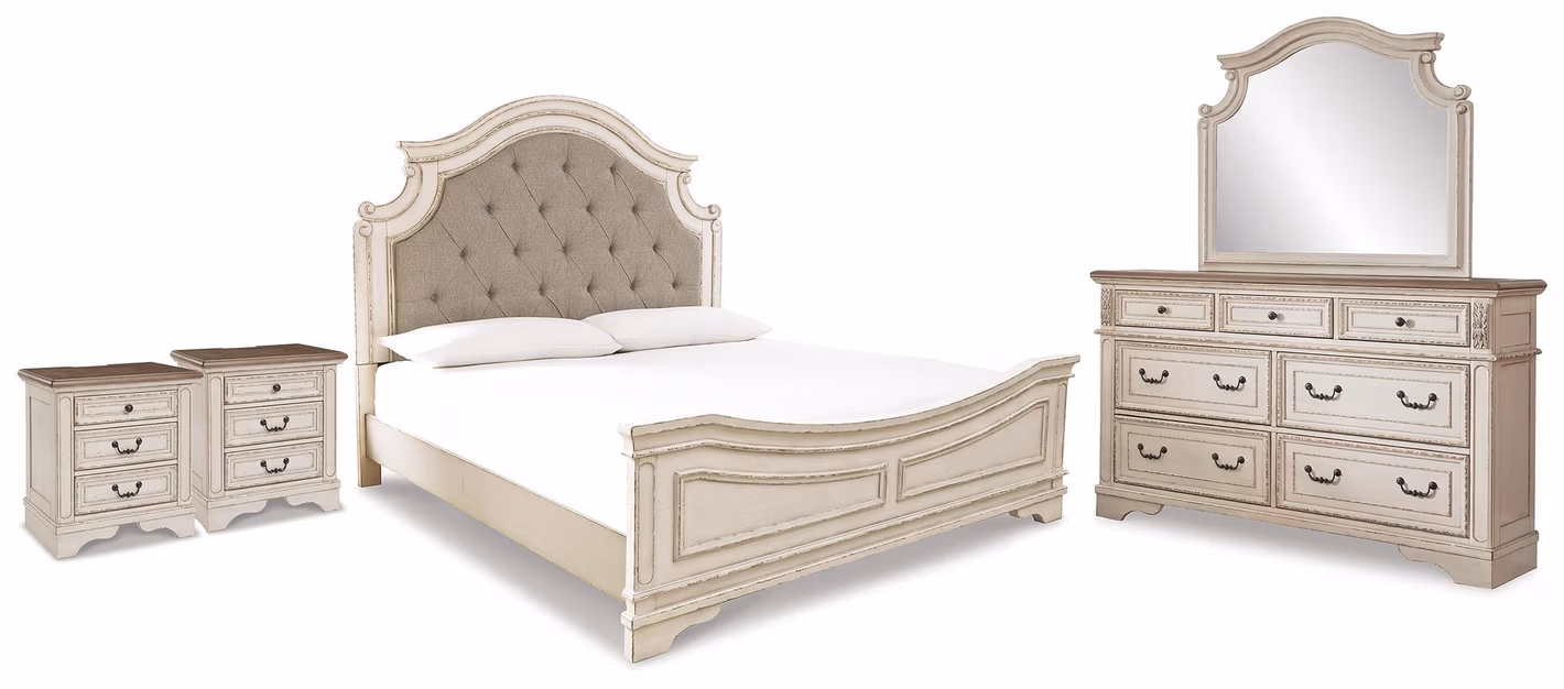 8a87ad3523e3ca45be6dd466df661e0c Realyn King Panel Bed, Dresser, Mirror and 2 Nightstands - Image 1