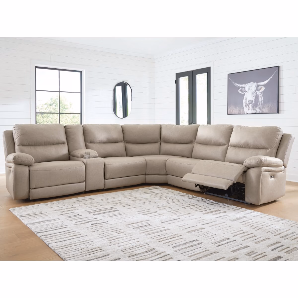 Narwhal Place 6-Piece Reclining Sectional with Storage Console - Image 4