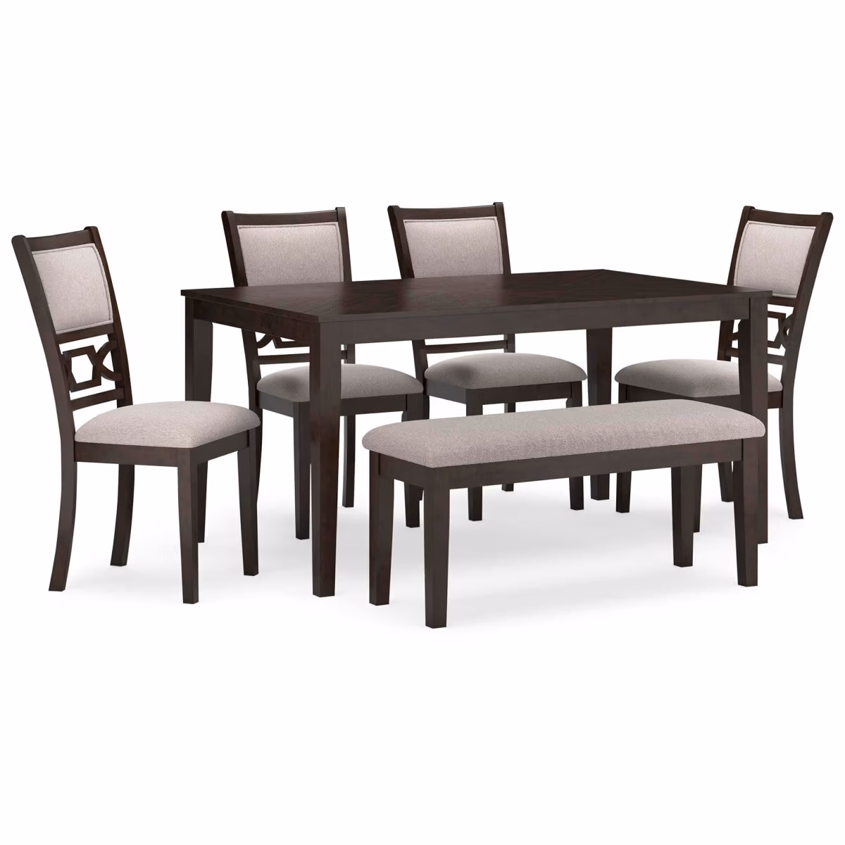 Langwest Dining Table and 4 Chairs and Bench (Set of 6) - Image 2